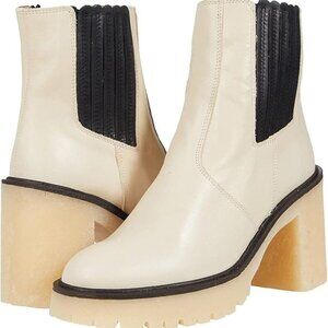 Free People Women White James Chelsea Boot Chunky Heel NEW Size 8 / 38 MSRP $188
